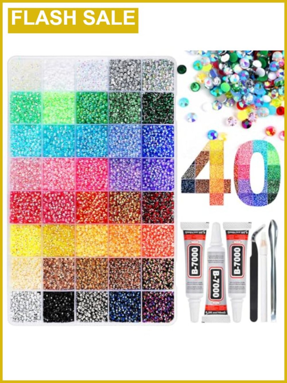 Resin Bedazzling Kit 45,000 Pcs Flatback Rhinestones 40 Colors